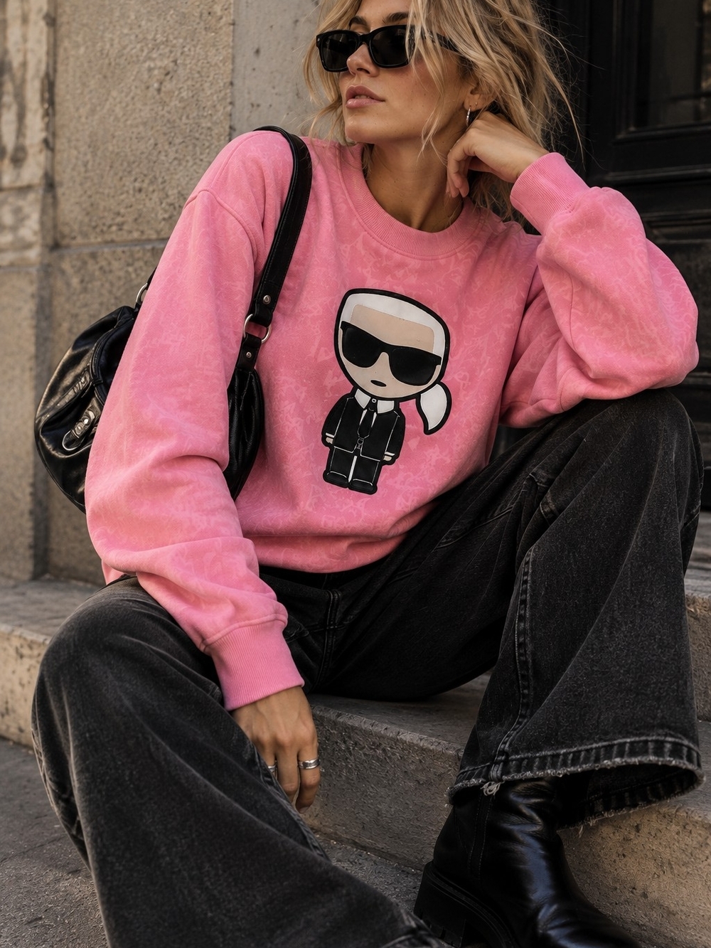 Karl Lagerfeld Light Pink Karl Ikonik Monogram Sweatshirt Size S